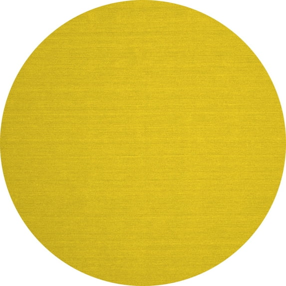 Ahgly Company Indoor Round Solid Yellow Modern Area Rugs, 5' Round