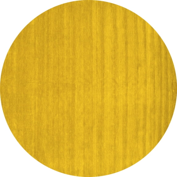 Ahgly Company Indoor Round Solid Yellow Modern Area Rugs, 8' Round