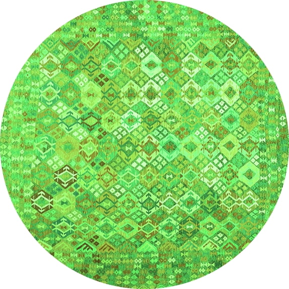 Ahgly Company Indoor Round Southwestern Green Country Area Rugs, 7' Round