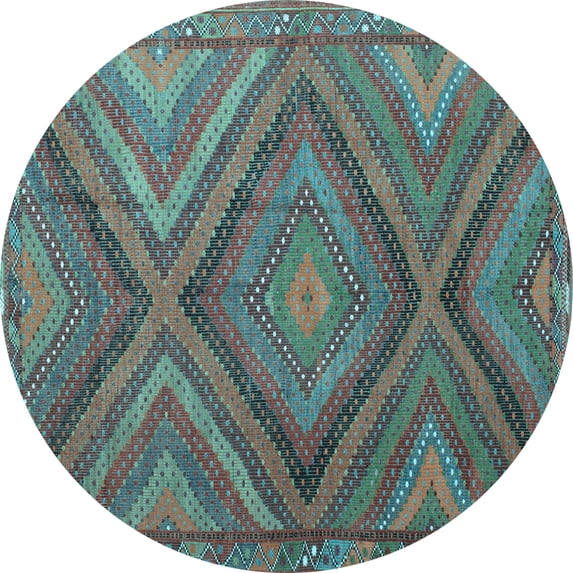Ahgly Company Indoor Round Southwestern Light Blue Country Area Rugs, 6' Round