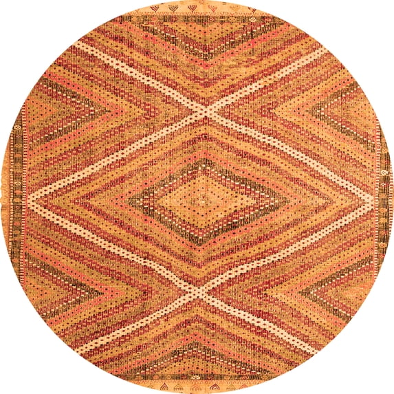 Ahgly Company Indoor Round Southwestern Orange Country Area Rugs, 6' Round