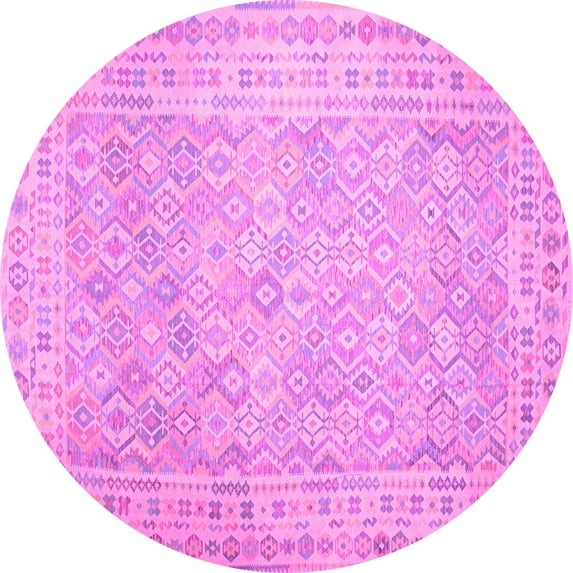 Ahgly Company Indoor Round Southwestern Pink Country Area Rugs, 7' Round