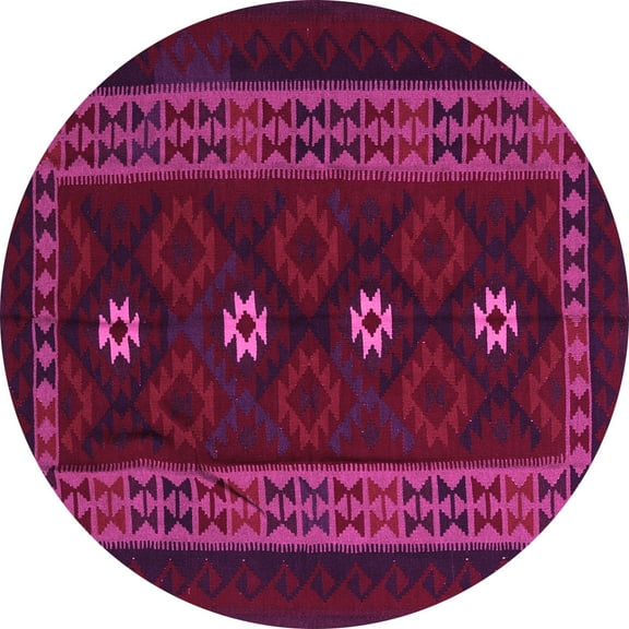 Ahgly Company Indoor Round Southwestern Pink Country Area Rugs, 8' Round