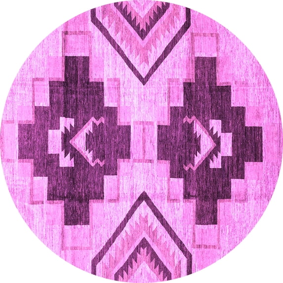 Ahgly Company Indoor Round Southwestern Purple Country Area Rugs, 4' Round
