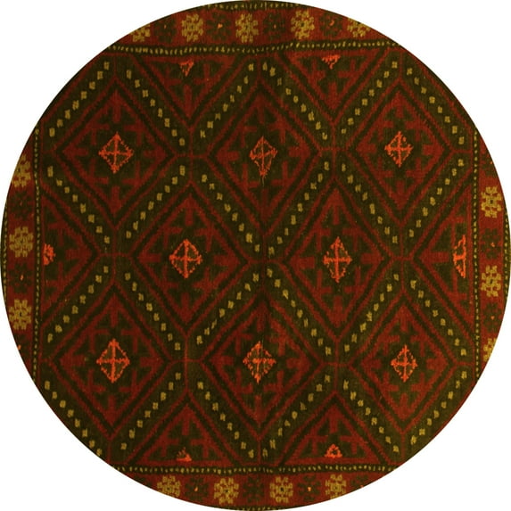 Ahgly Company Indoor Round Southwestern Yellow Country Area Rugs, 4' Round