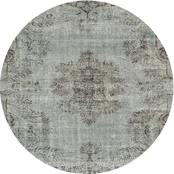 Ahgly Company Indoor Round Traditional Alien Gray Area Rugs, 4' Round