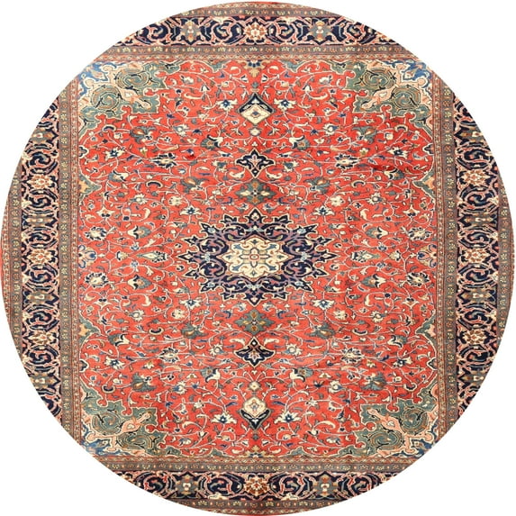 Ahgly Company Indoor Round Traditional Camel Brown Area Rugs, 3' Round