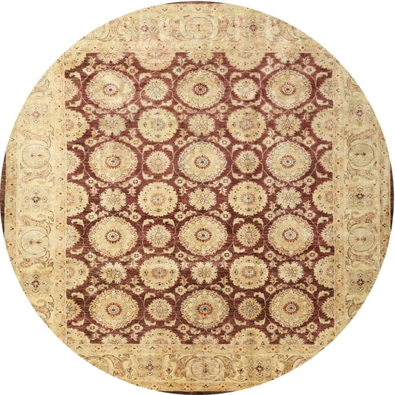 Ahgly Company Indoor Round Traditional Chocolate Brown Area Rugs, 4' Round