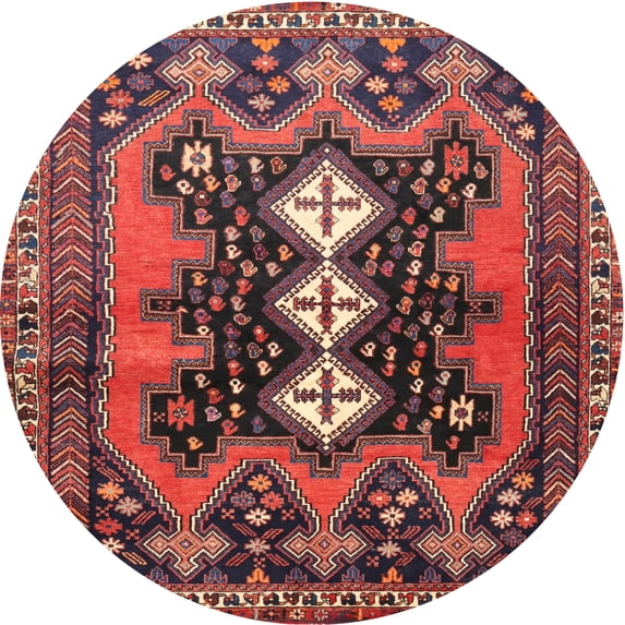 Ahgly Company Indoor Round Traditional Saffron Red Area Rugs, 4' Round
