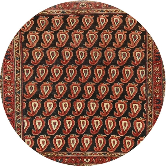Ahgly Company Indoor Round Traditional Saffron Red Persian Area Rugs, 3' Round