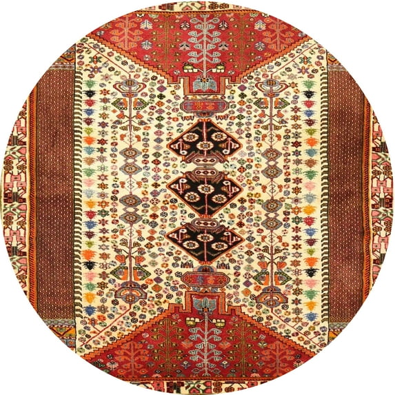 Ahgly Company Indoor Round Traditional Sandy Brown Persian Area Rugs, 3' Round