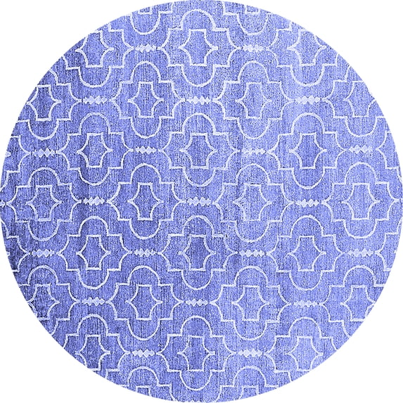 Ahgly Company Indoor Round Trellis Blue Modern Area Rugs, 4' Round
