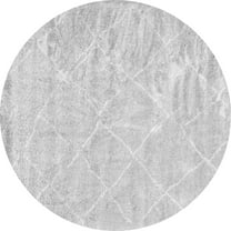 Ahgly Company Indoor Round Trellis Gray Modern Area Rugs, 3' Round