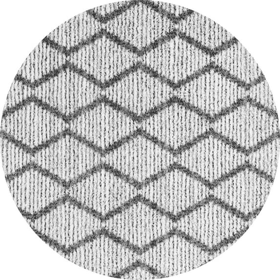 Ahgly Company Indoor Round Trellis Gray Modern Area Rugs, 3' Round