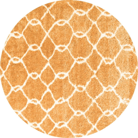 Ahgly Company Indoor Round Trellis Orange Modern Area Rugs, 4' Round
