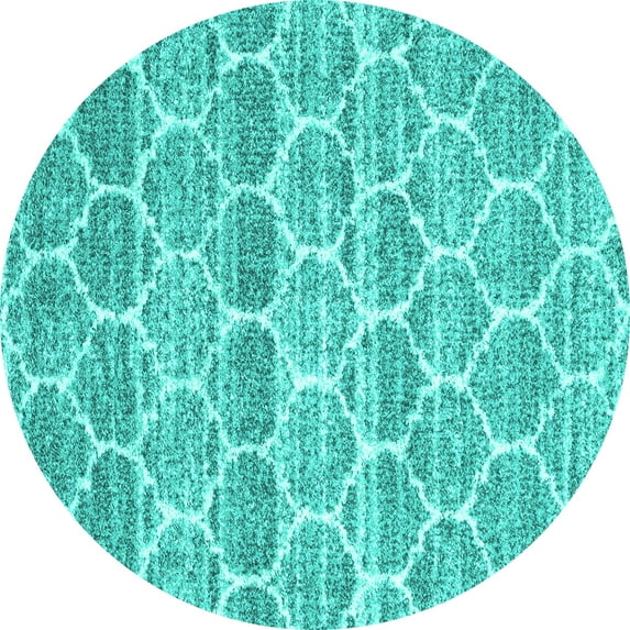 Ahgly Company Indoor Round Trellis Turquoise Blue Modern Area Rugs, 6' Round