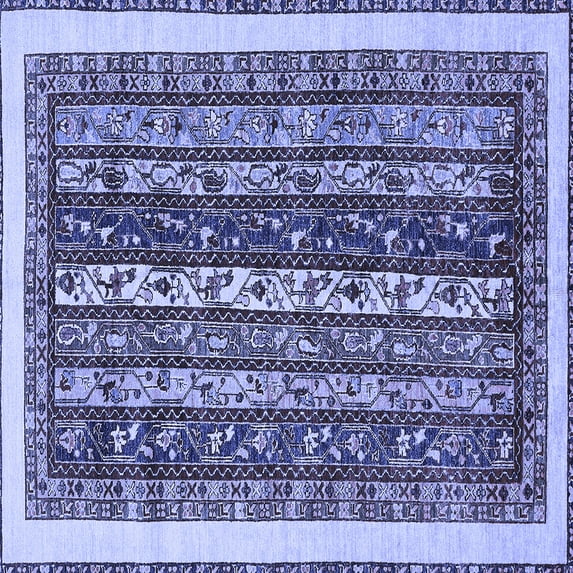 Ahgly Company Indoor Square Abstract Blue Modern Area Rugs, 4' Square