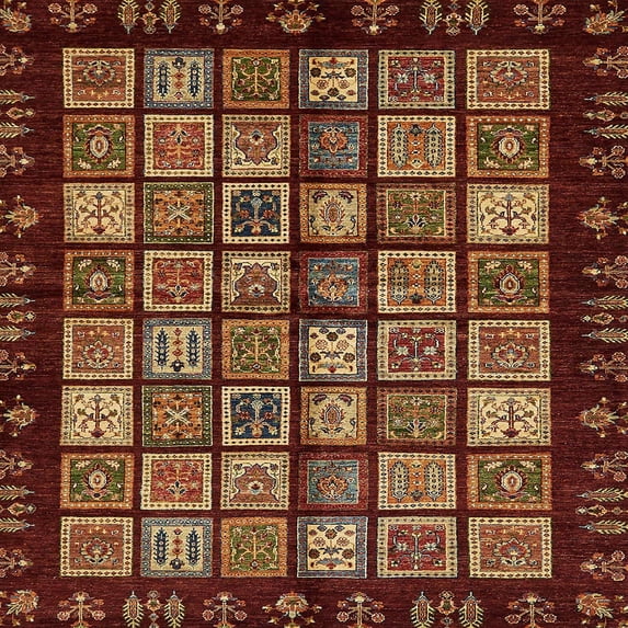 Ahgly Company Indoor Square Abstract Bronze Brown Area Rugs, 5' Square