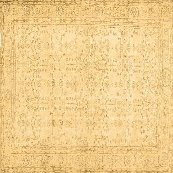 Ahgly Company Indoor Square Abstract Brown Contemporary Area Rugs, 7' Square