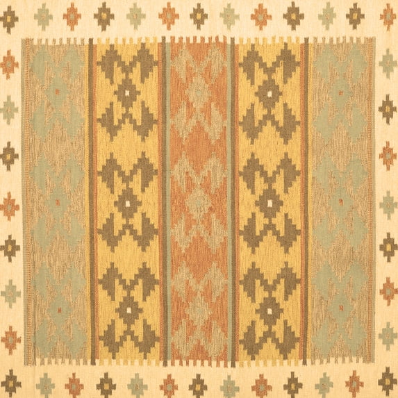 Ahgly Company Indoor Square Abstract Brown Contemporary Area Rugs, 8' Square