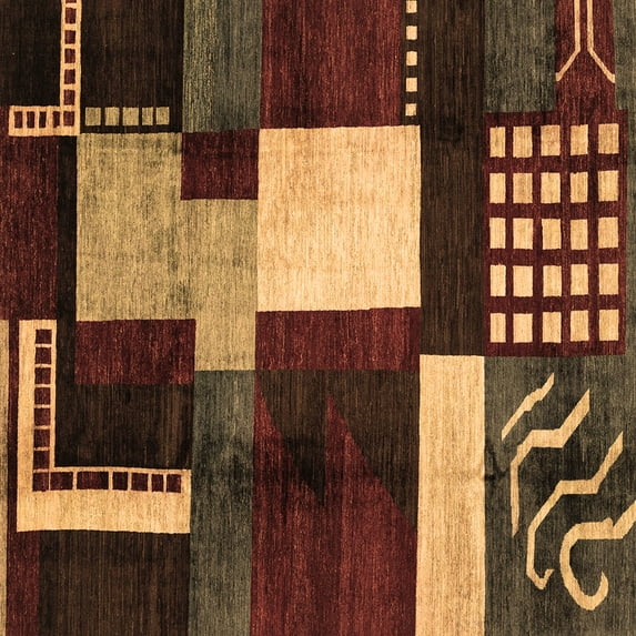 Ahgly Company Indoor Square Abstract Brown Modern Area Rugs, 4' Square