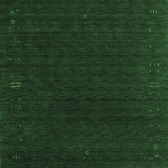 Ahgly Company Indoor Square Abstract Emerald Green Contemporary Area Rugs, 3' Square