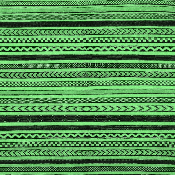 Ahgly Company Indoor Square Abstract Emerald Green Modern Area Rugs, 5' Square
