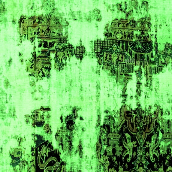 Ahgly Company Indoor Square Abstract Green Modern Area Rugs, 3' Square