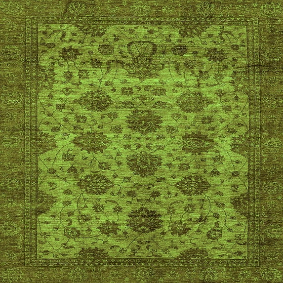 Ahgly Company Indoor Square Abstract Green Modern Area Rugs, 5' Square