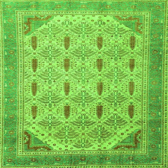 Ahgly Company Indoor Square Abstract Green Modern Area Rugs, 5' Square