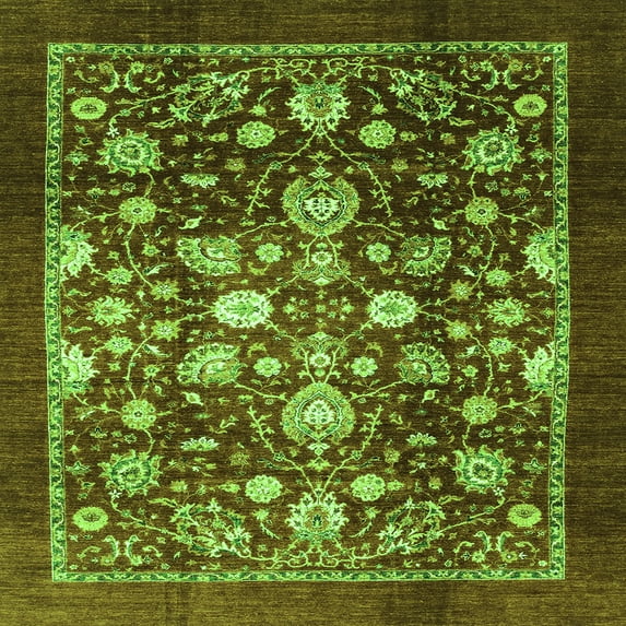 Ahgly Company Indoor Square Abstract Green Modern Area Rugs, 6' Square
