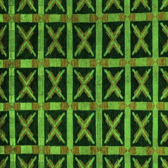 Ahgly Company Indoor Square Abstract Green Modern Area Rugs, 6' Square