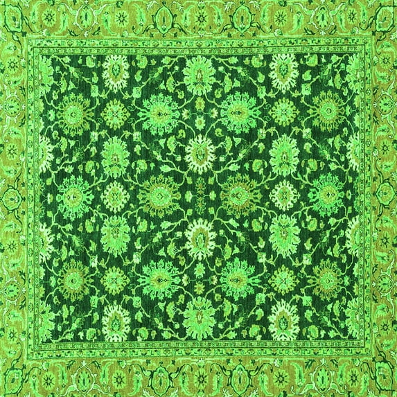 Ahgly Company Indoor Square Abstract Green Modern Area Rugs, 8' Square