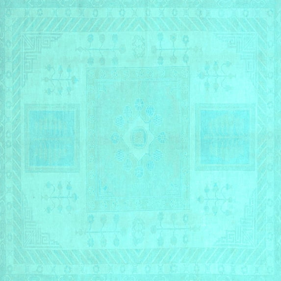 Ahgly Company Indoor Square Abstract Light Blue Modern Area Rugs, 7' Square