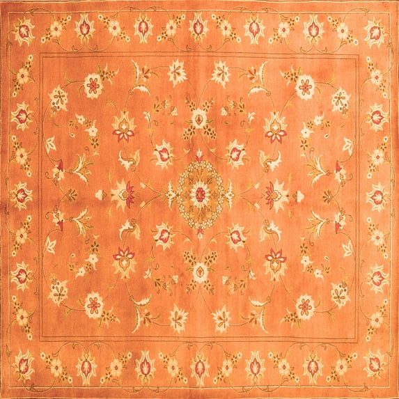 Ahgly Company Indoor Square Abstract Orange Contemporary Area Rugs, 6' Square