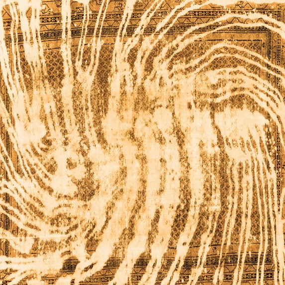 Ahgly Company Indoor Square Abstract Orange Modern Area Rugs, 3' Square