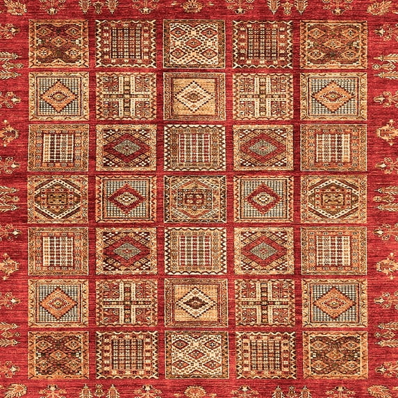 Ahgly Company Indoor Square Abstract Orange Modern Area Rugs, 4' Square