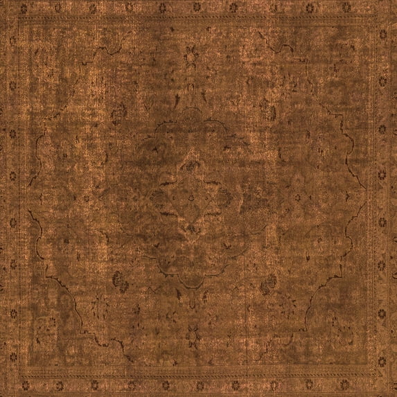 Ahgly Company Indoor Square Abstract Orange Modern Area Rugs, 5' Square