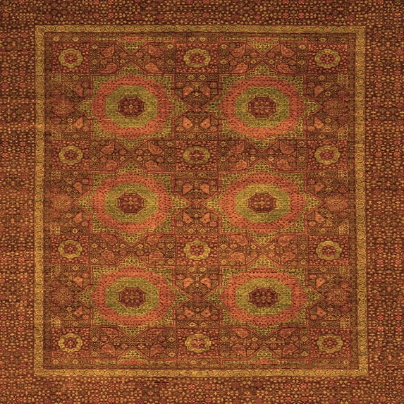 Ahgly Company Indoor Square Abstract Orange Modern Area Rugs, 7' Square