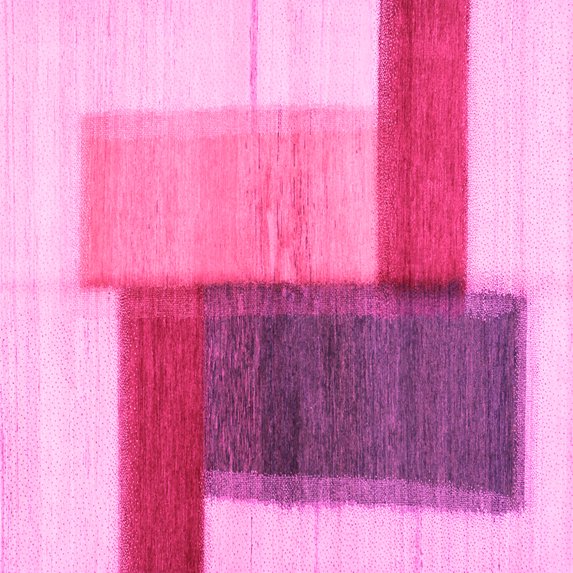 Ahgly Company Indoor Square Abstract Pink Contemporary Area Rugs, 3' Square