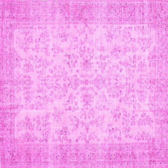 Ahgly Company Indoor Square Abstract Pink Contemporary Area Rugs, 7' Square