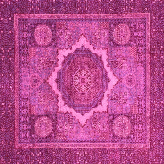 Ahgly Company Indoor Square Abstract Pink Modern Area Rugs, 4' Square