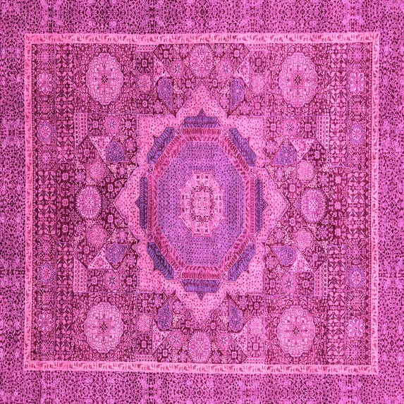 Ahgly Company Indoor Square Abstract Pink Modern Area Rugs, 5' Square