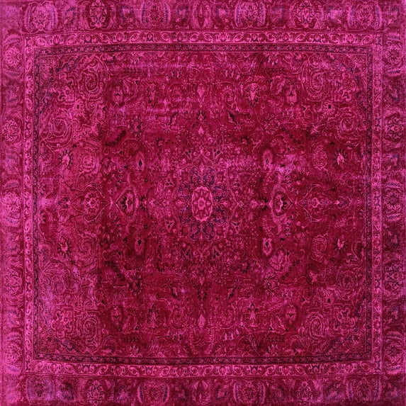 Ahgly Company Indoor Square Abstract Pink Modern Area Rugs, 6' Square