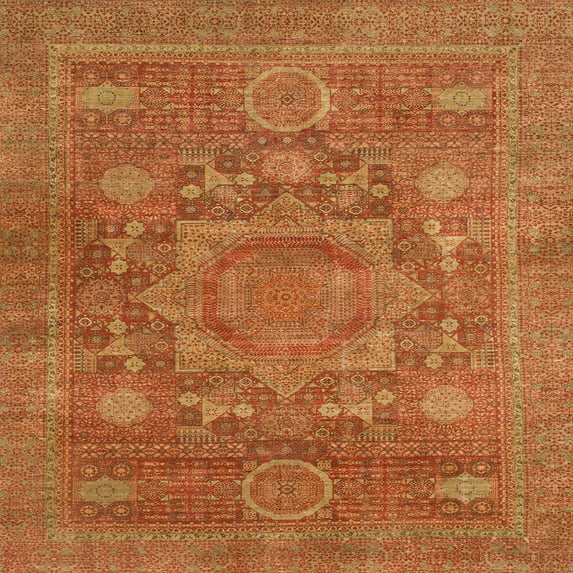Ahgly Company Indoor Square Abstract Pumpkin Orange Area Rugs, 3' Square