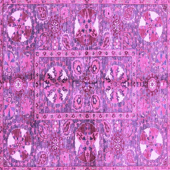 Ahgly Company Indoor Square Abstract Purple Modern Area Rugs, 7' Square