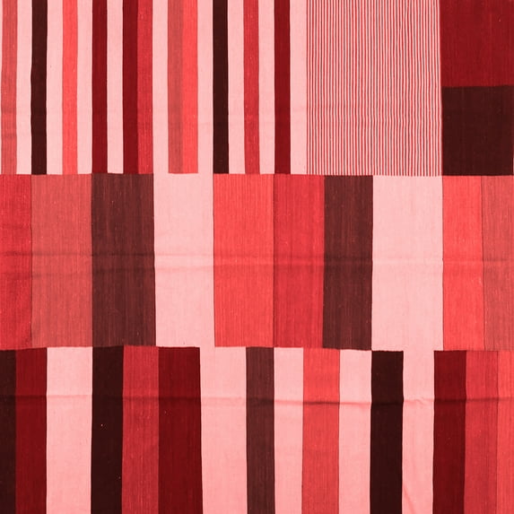 Ahgly Company Indoor Square Abstract Red Contemporary Area Rugs, 3' Square