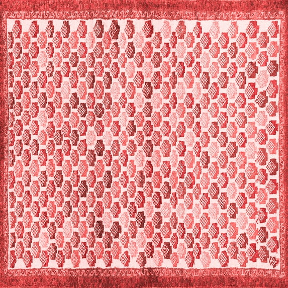 Ahgly Company Indoor Square Abstract Red Contemporary Area Rugs, 5' Square