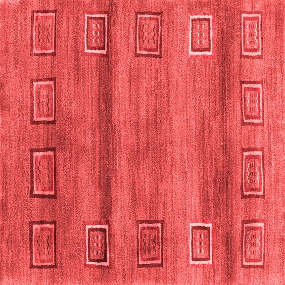 Ahgly Company Indoor Square Abstract Red Contemporary Area Rugs, 5' Square