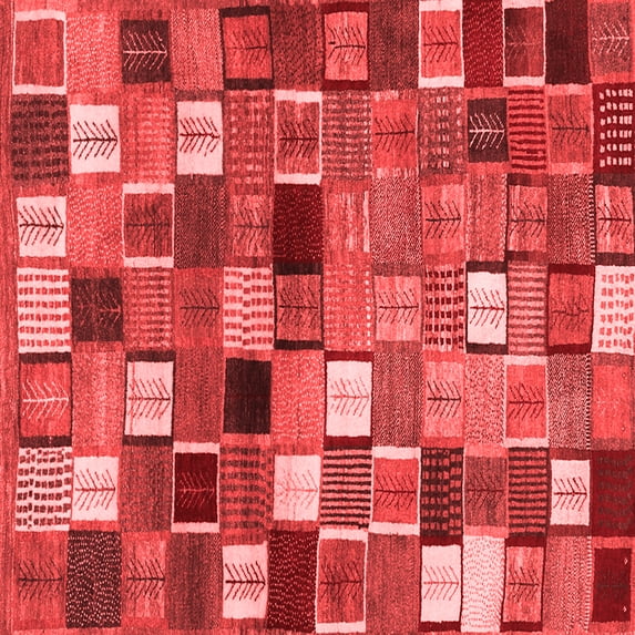 Ahgly Company Indoor Square Abstract Red Contemporary Area Rugs, 7' Square